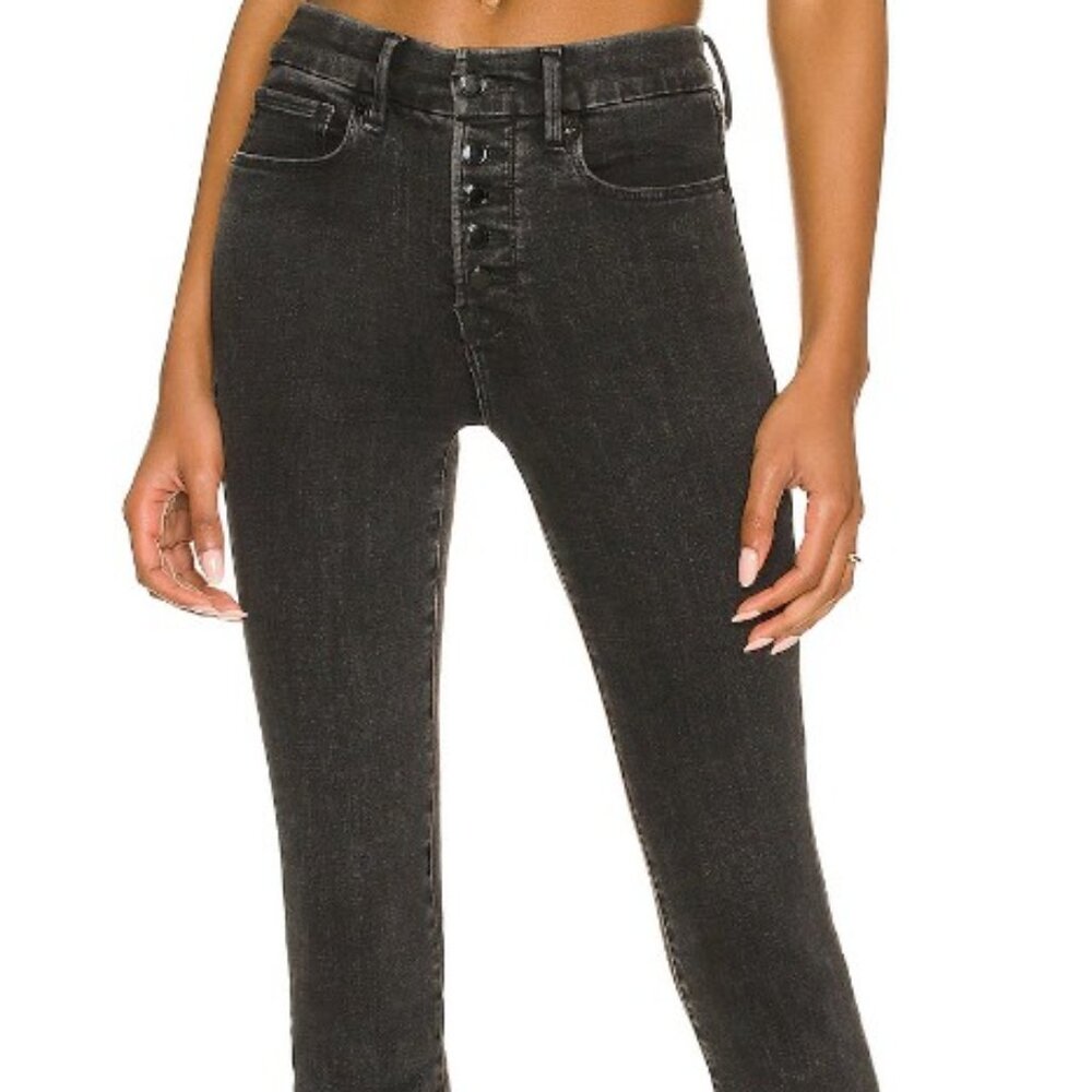 Good American Good Legs Crop With Mini Slit Jeans, Black, Revolve - Size 4/27 - Picture 2 of 9